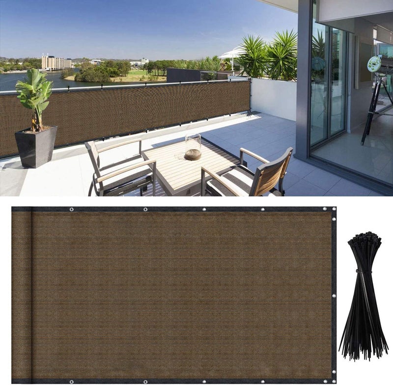 DearHouse Balcony Privacy Screen Shield Cover, 3.5ft x16.5ft, Includes 35 pc Cable Ties for Porch Deck Outdoor Backyard Patio - Image 1